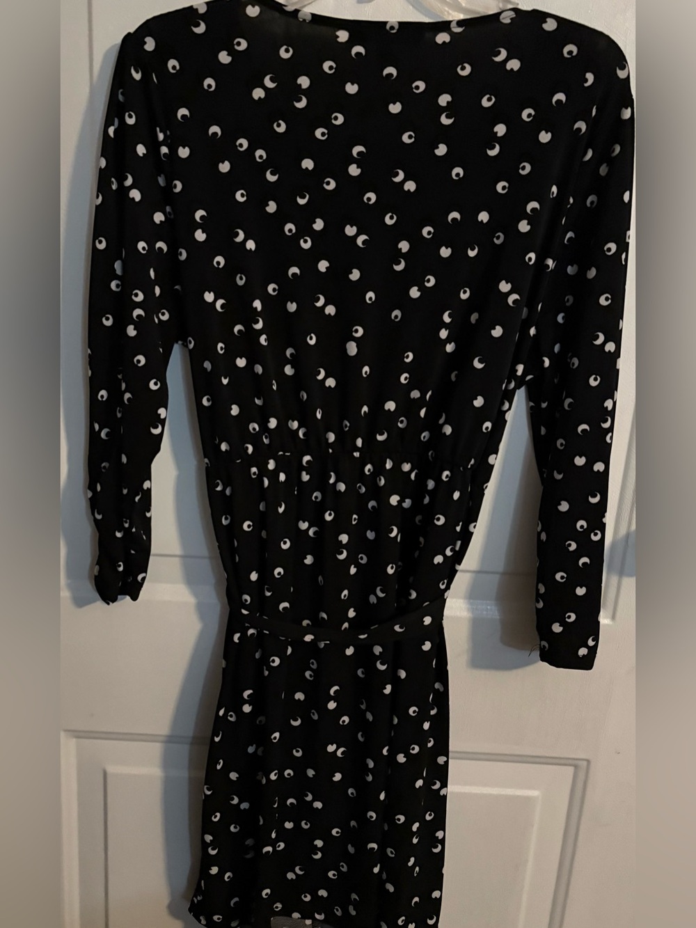 Adrienne Vittadini Black Printed Long-Sleeve Tie-Waist Dress XL - Picture 3 of 7